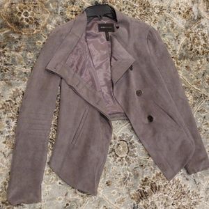Gray  Faux Suade High Low Blazer